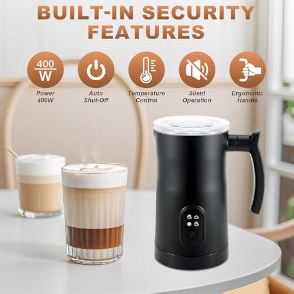 Qeelin 4-in-1 Electric Milk Frother | 350ml Stainless Steel Steamer