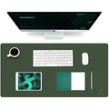 K KNODEL Leather Desk Mat | Large Office Mouse Pad - Dark Green (80x40cm)
