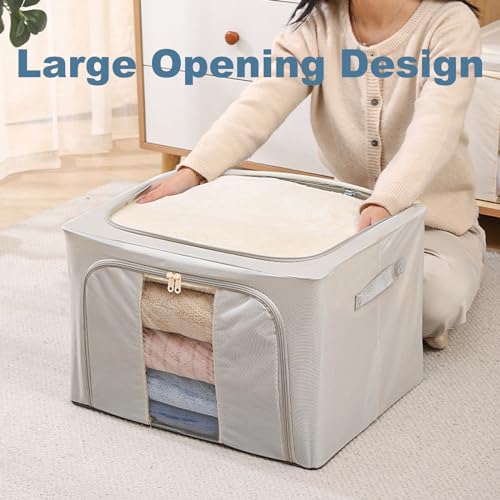 66L Clothes Storage Boxes with Steel Frame - 6 Pack