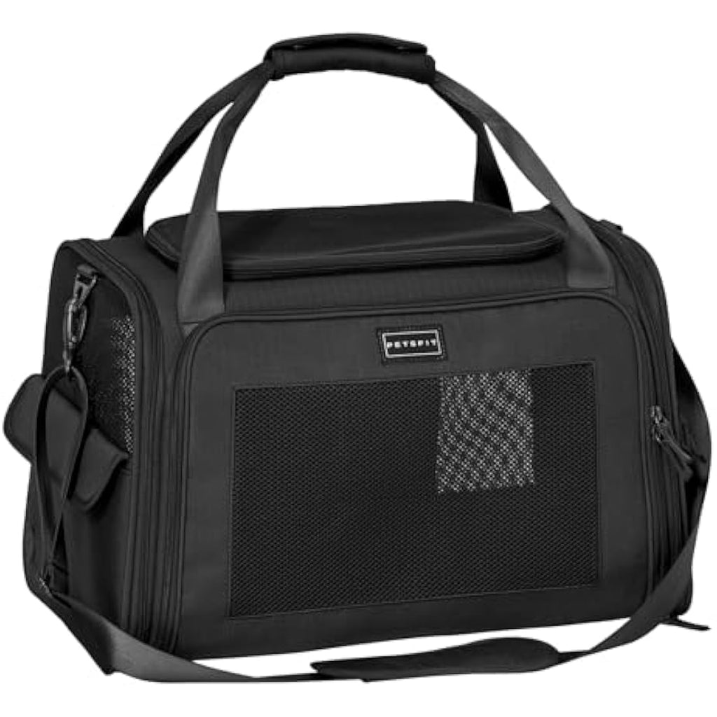 Petsfit Pet Carrier – Large Oxford Fabric Dog & Cat Travel Bag, Black