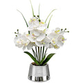 Oairse White Artificial Orchid in Silver Pot – 40cm Real Touch Silk Plant