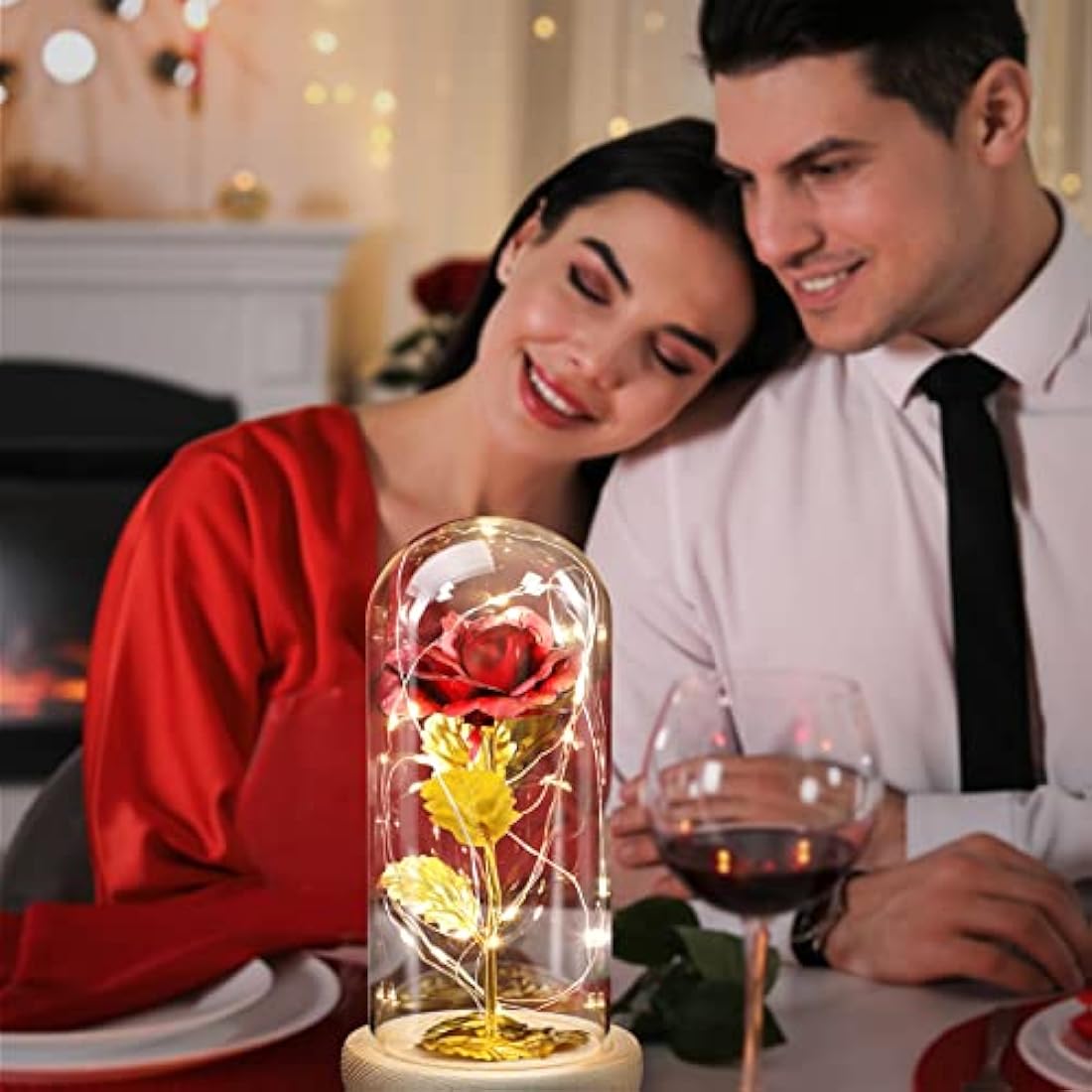 24K Eternal Rose in Glass Dome with LED Light – Galaxy Flower