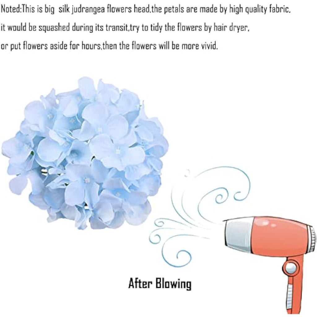 FagusHome 30 Pcs Silk Hydrangea Heads | Artificial Flowers for Weddings