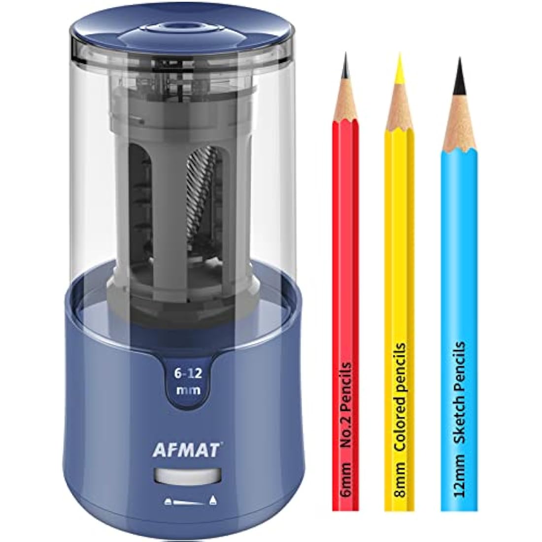 AFMAT Electric Pencil Sharpener – Fast Heavy Duty for 6-12mm Pencils, Blue
