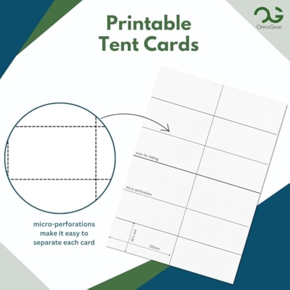 OfficeGear Printable Tent Cards | 1500 Bulk Pack | 170gsm White Card