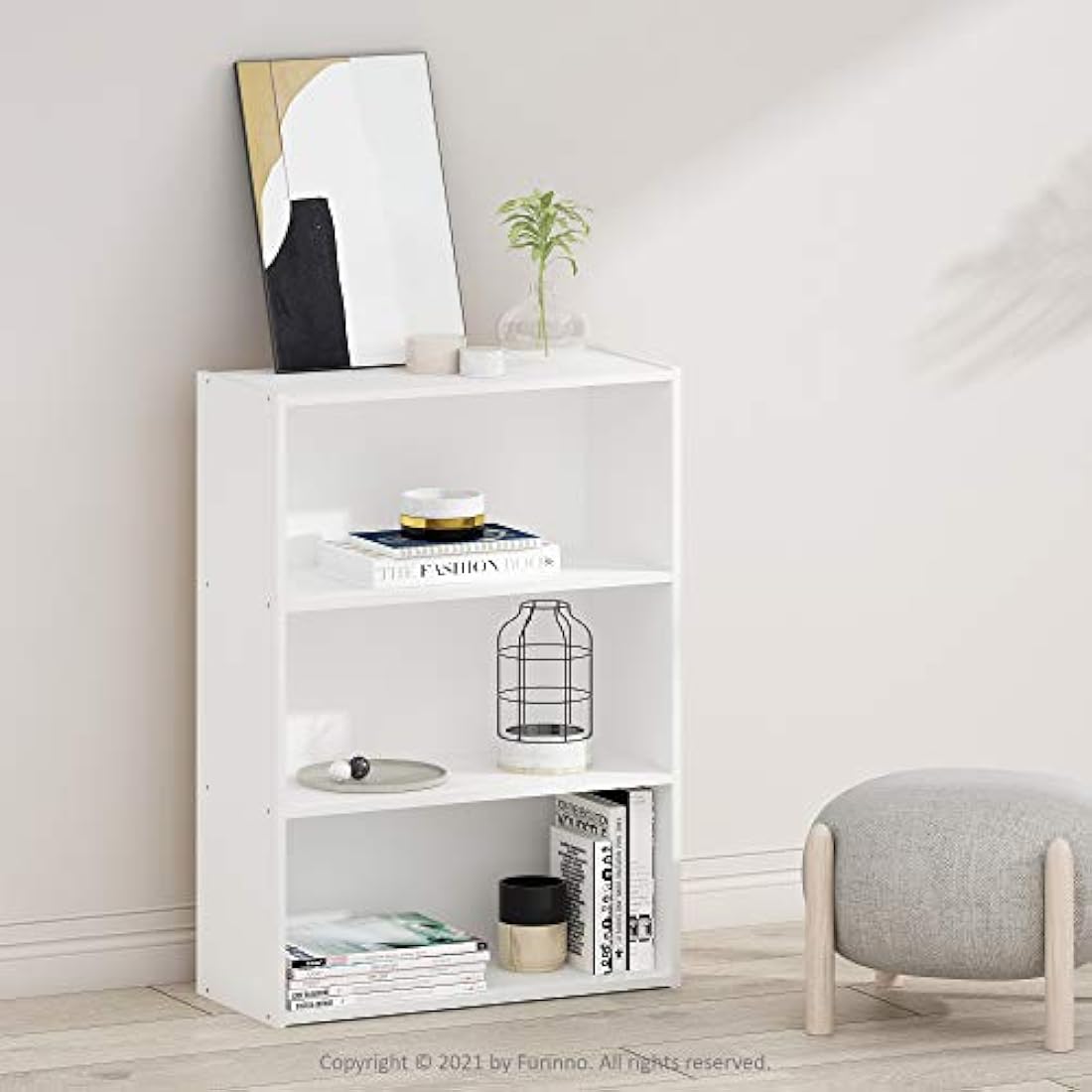 Furinno Pasir 3-Tier Open Shelf Storage Unit - White Engineered Wood