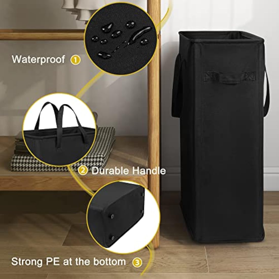 Jolof Store Slim Laundry Basket | Foldable Waterproof 600D Oxford Hamper