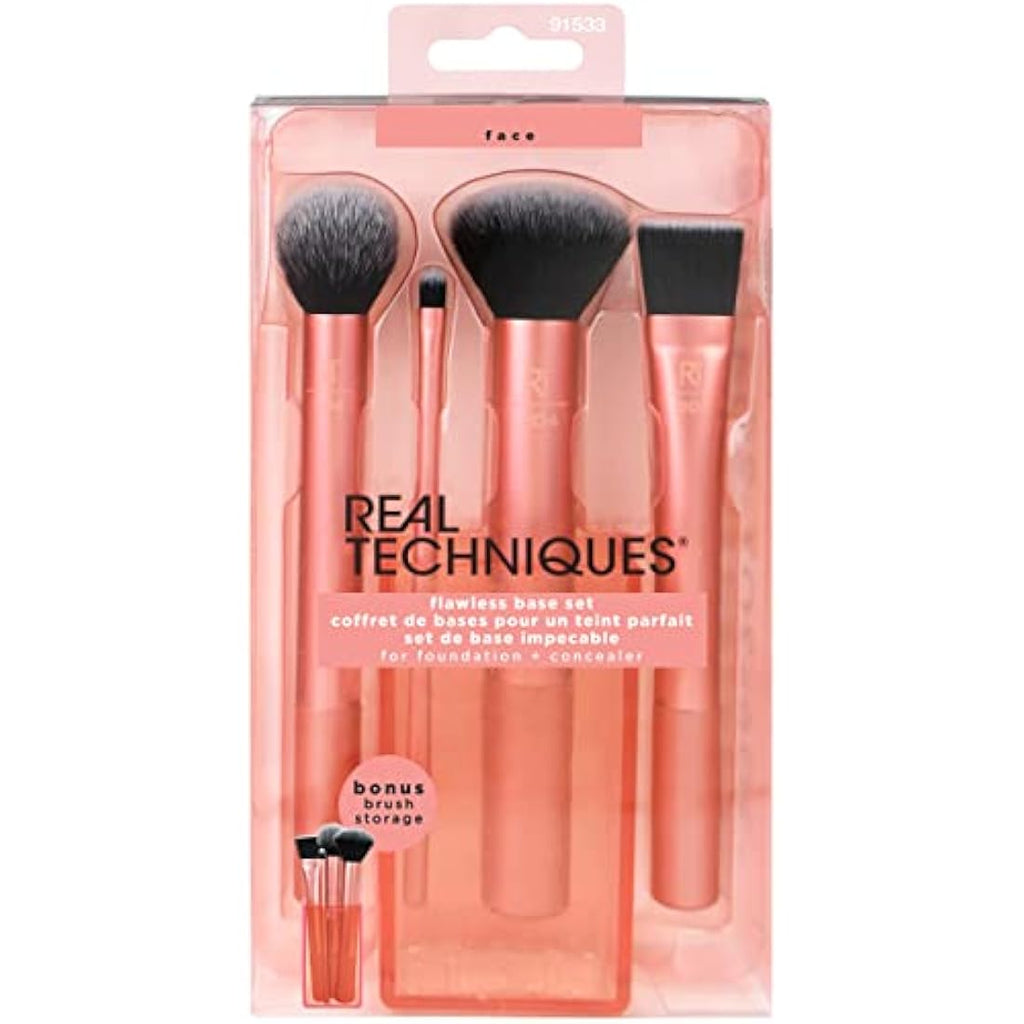 Real Techniques Flawless Base Set – 5 Piece Makeup Brush Kit with Cup