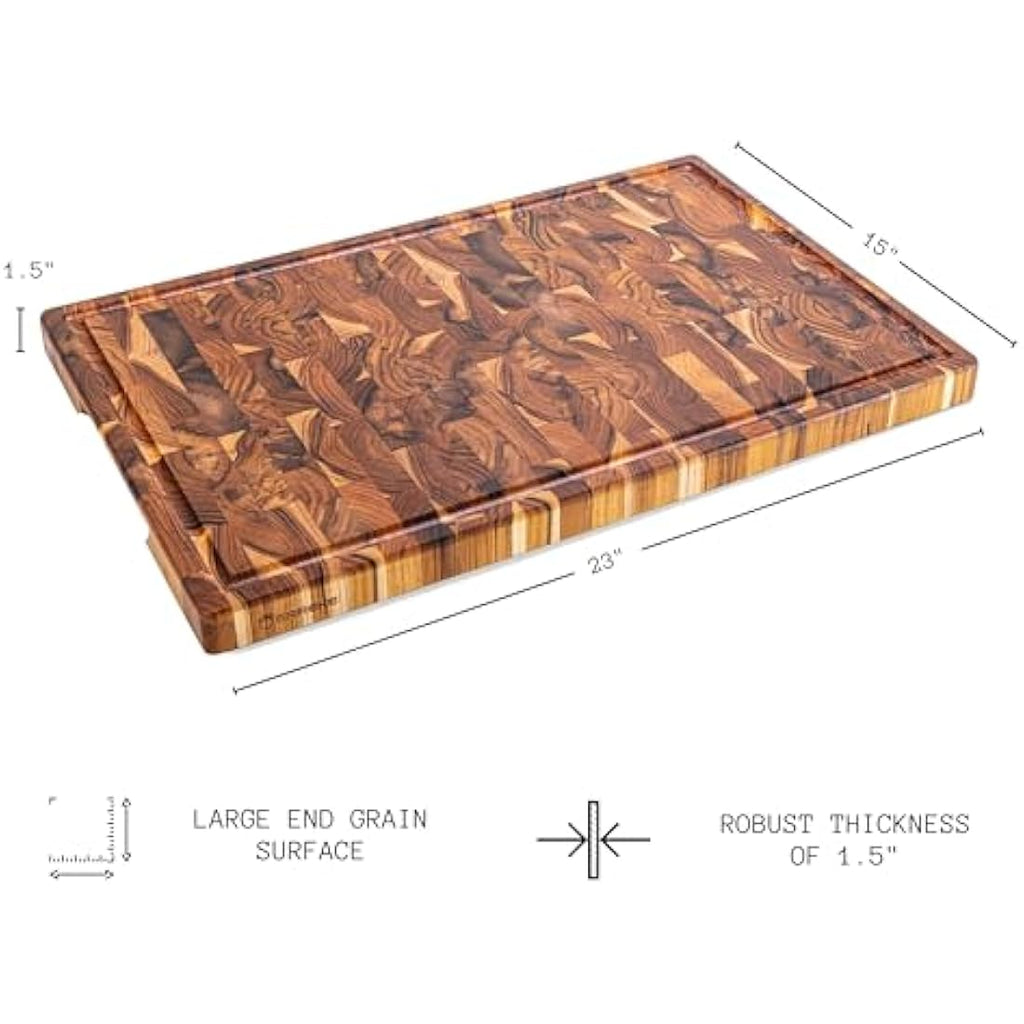 Erreke Extra Large Teak Wood End Grain Chopping Board with Juice Groove
