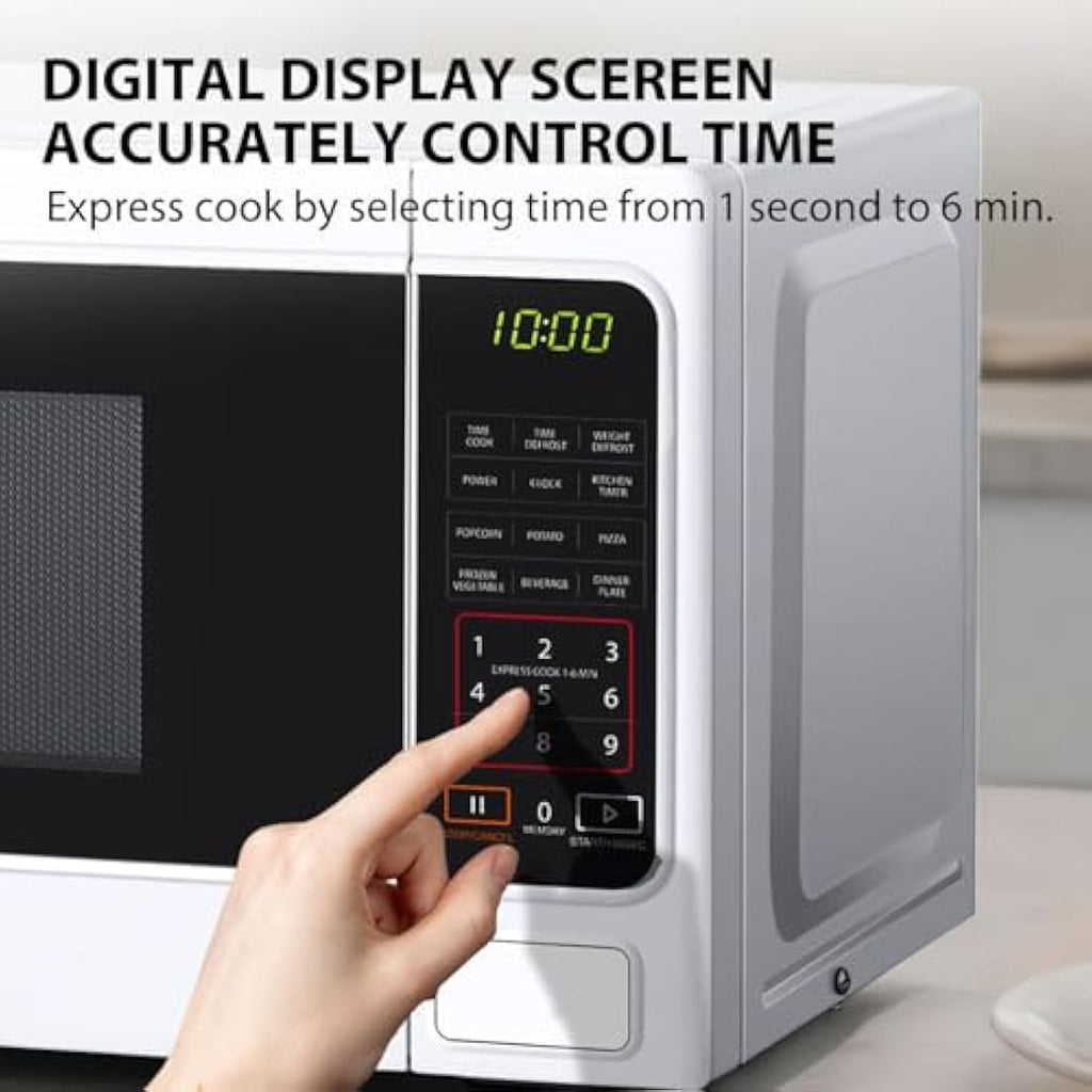 Toshiba 20L Digital Microwave – 800W Compact Solo Oven with 6 Presets, White