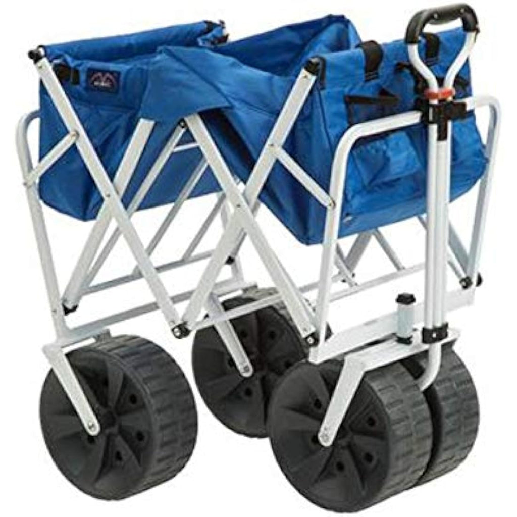 MacSports Heavy Duty Folding Beach Wagon – Blue/White Utility Cart