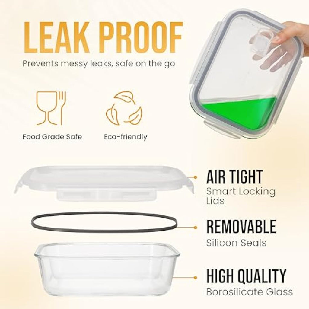 Glass Food Storage Containers - 4-Pack Large Meal Prep Set