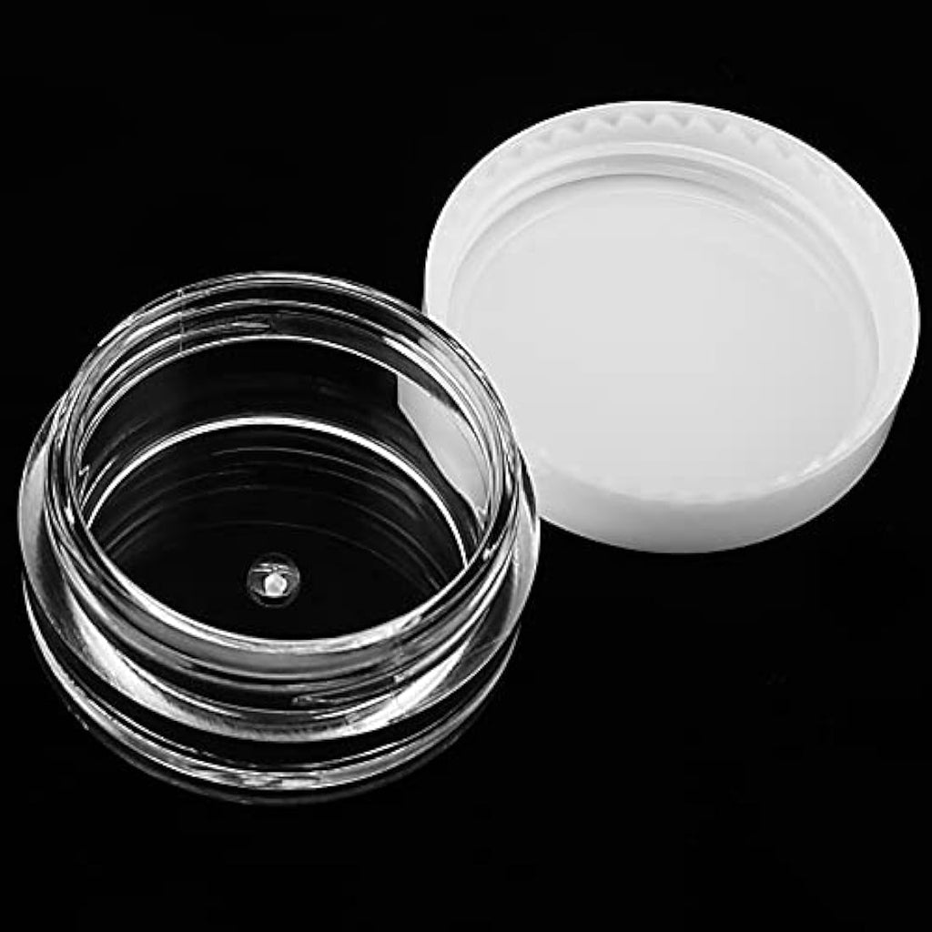 PINGEUI 100 Pcs 5ml Cosmetic Pots – Clear Plastic Sample Jars with Lids