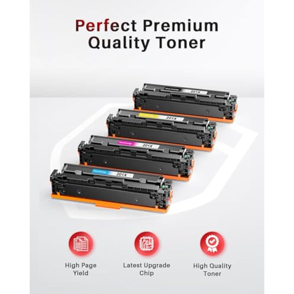 Halloya 201X Toner Cartridge 4-Pack for HP Color LaserJet Pro M277dw M252dw