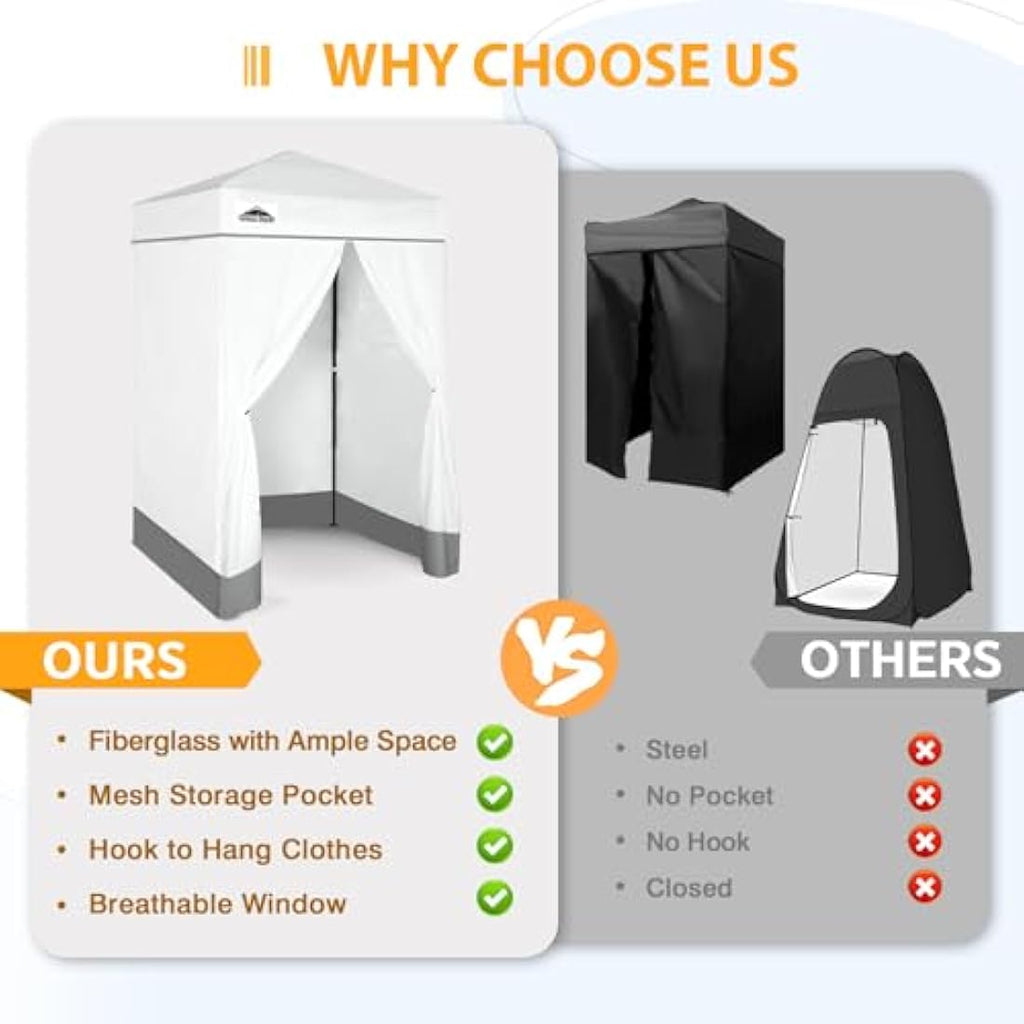 EAGLE PEAK Pop-up Privacy Changing Room – Portable 4x4 Cabana, White