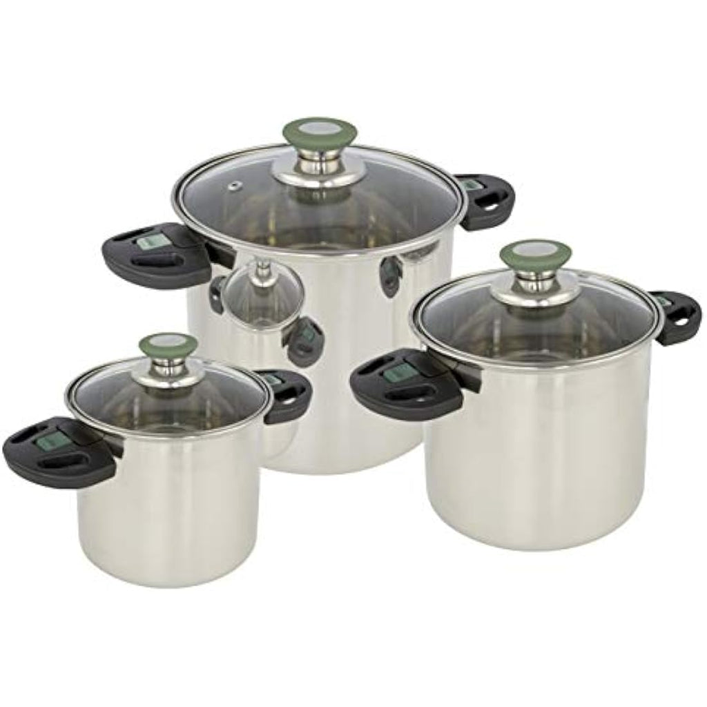 Bo-Camp Elegance Compact 3 Cookware Set – Stackable Stainless Steel
