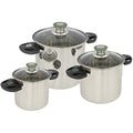 Bo-Camp Elegance Compact 3 Cookware Set – Stackable Stainless Steel