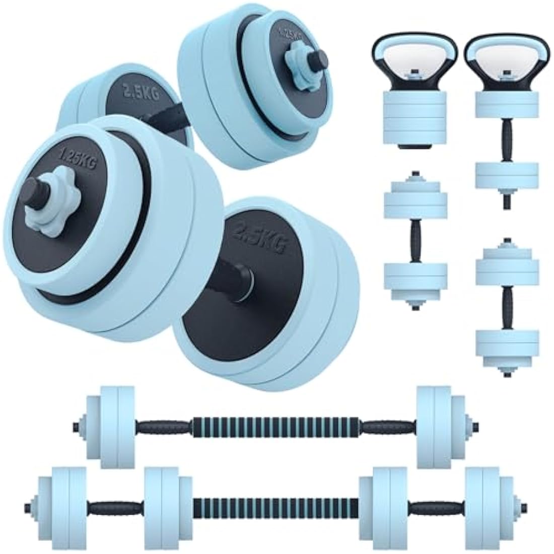 PASYOU 20KG Adjustable Dumbbell Set | 4-in-1 Barbell & Kettlebell Weights
