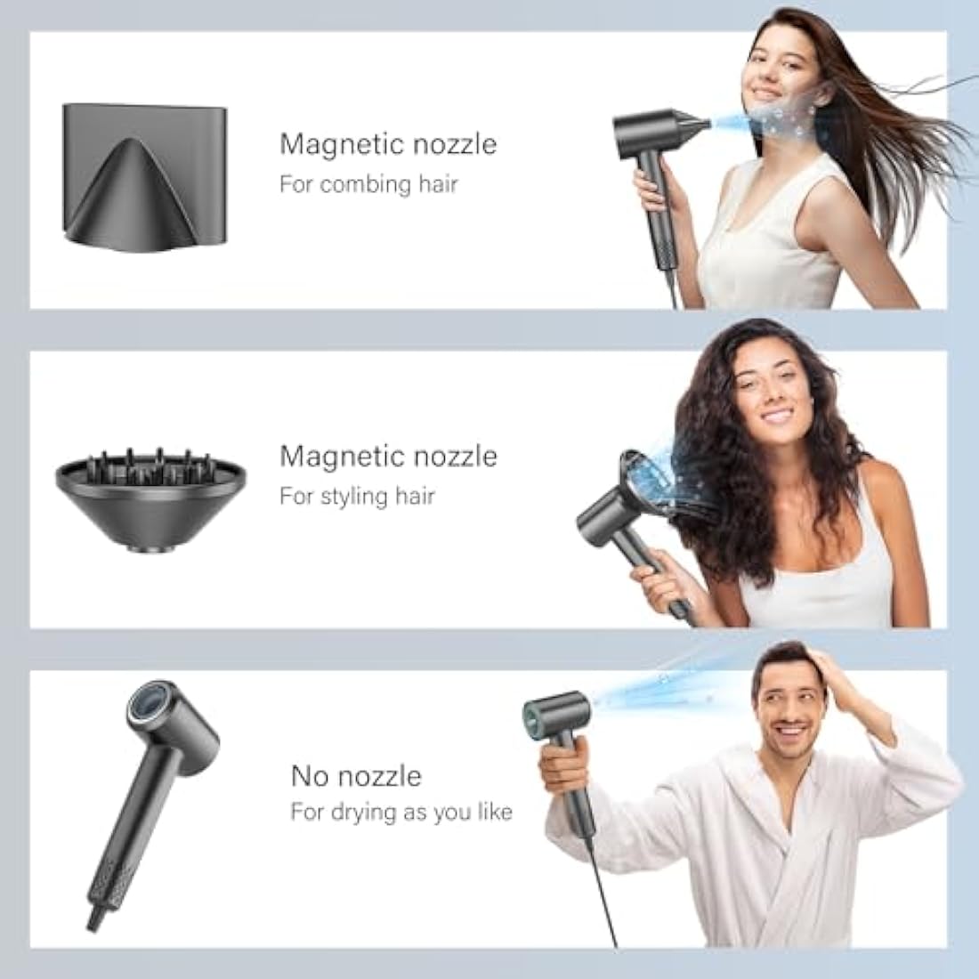 LKV Ionic Hair Dryer – 1500W High-Speed Professional Blow Dryer, Grey