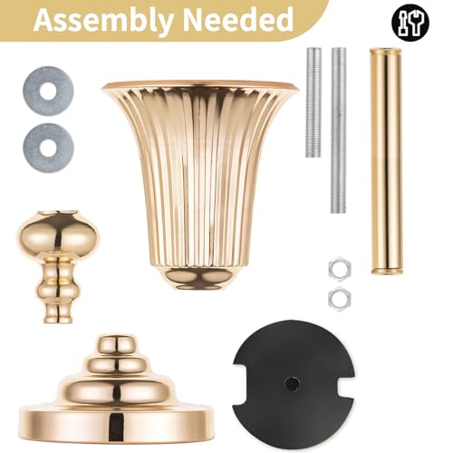 Nuptio Gold Trumpet Vases | 21.5" Metal Wedding Table Centerpieces - 2 Pcs