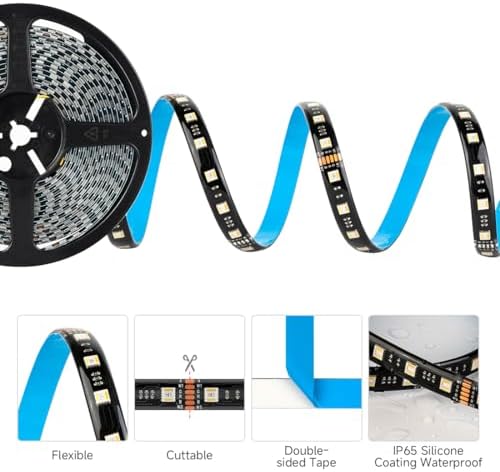 BTF-LIGHTING RGBCCT 5-in-1 LED Strip | 24V 5M IP65 Waterproof Black PCB
