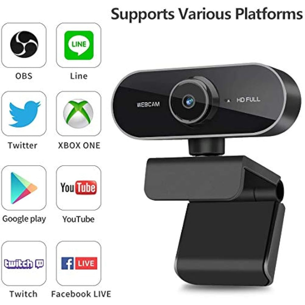 1080P Full HD Webcam with Privacy Cover and Tripod