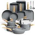Kitchen Academy 17-Piece Nonstick Induction Cookware Set – Gray Granite