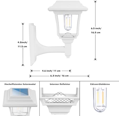LeiDrail Solar Fence Lights – 4 Pack Waterproof Edison Bulb Outdoor Decor