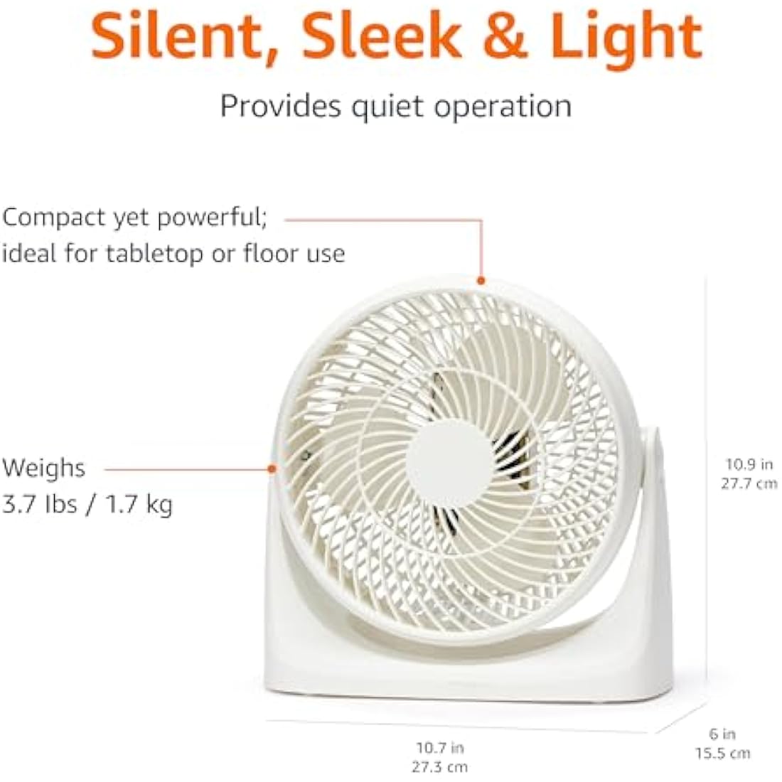 7-Inch Portable Desk Fan | 3-Speed Quiet Cooling – White