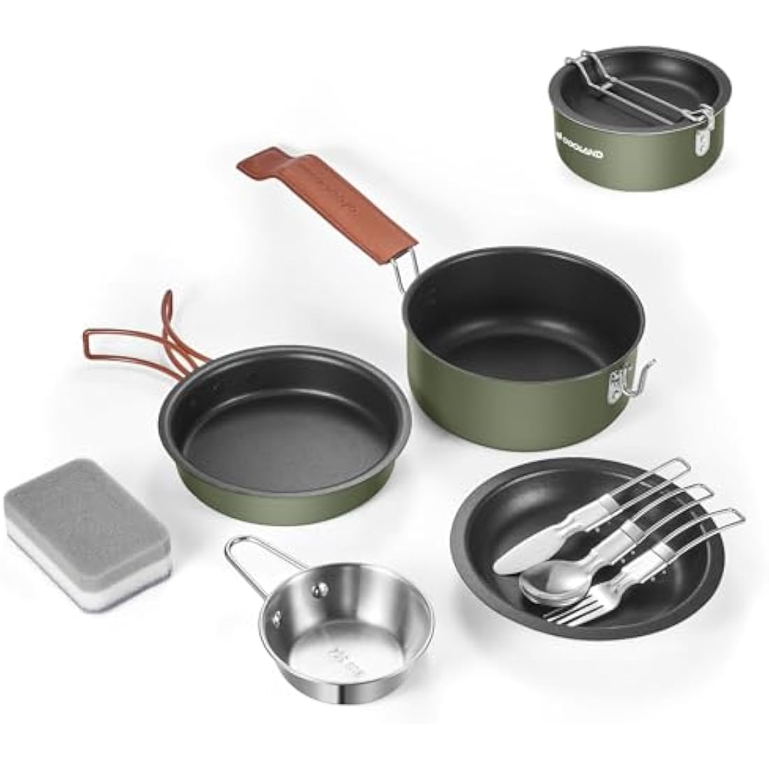 Odoland 10-Piece Non-Stick Camping Cookware Set – Lightweight Aluminum
