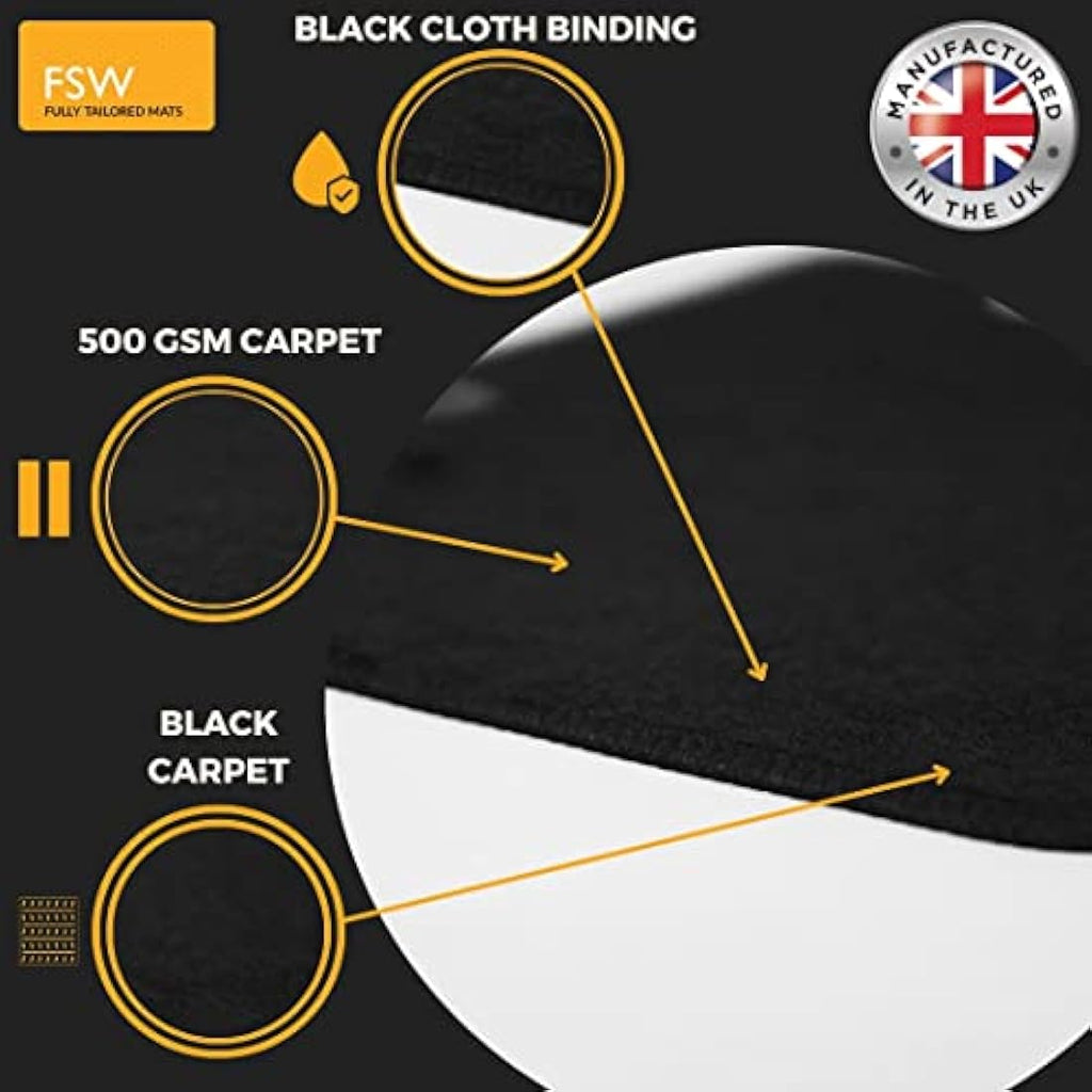 FSW Tailored Car Floor Mats for Volkswagen Polo 2009-2018 | Black Carpet