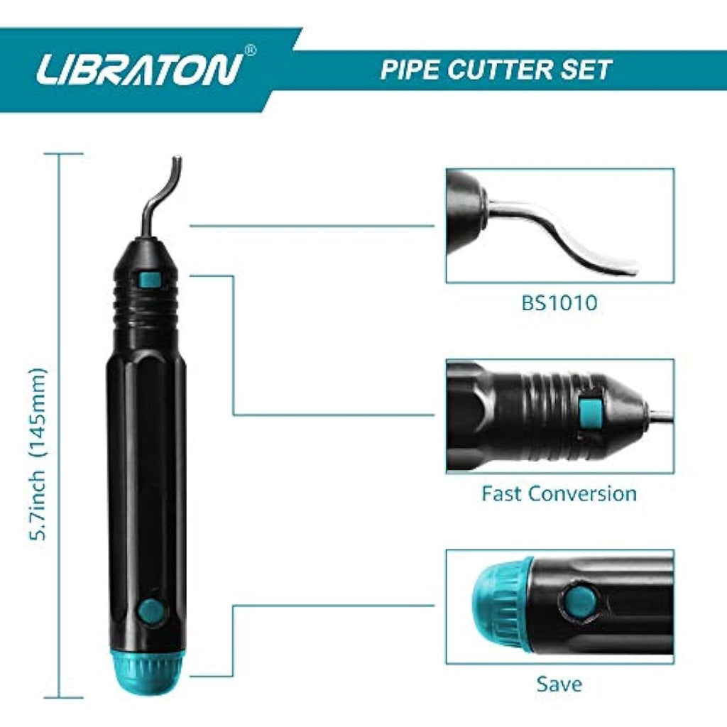 Libraton Heavy-Duty Pipe Cutter (5-50mm) with HSS Deburring Tool