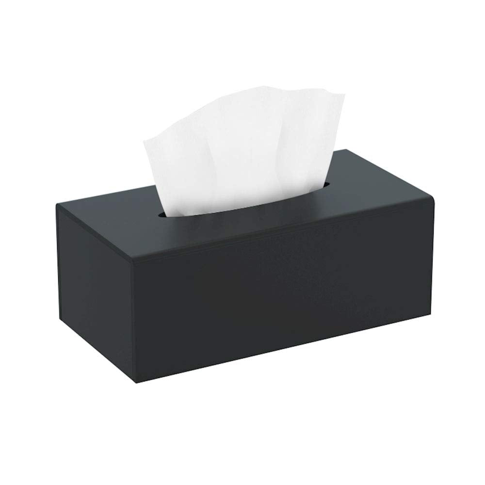 HIIMIEI Black Acrylic Tissue Box Cover | Magnetic Napkin Holder Dispenser