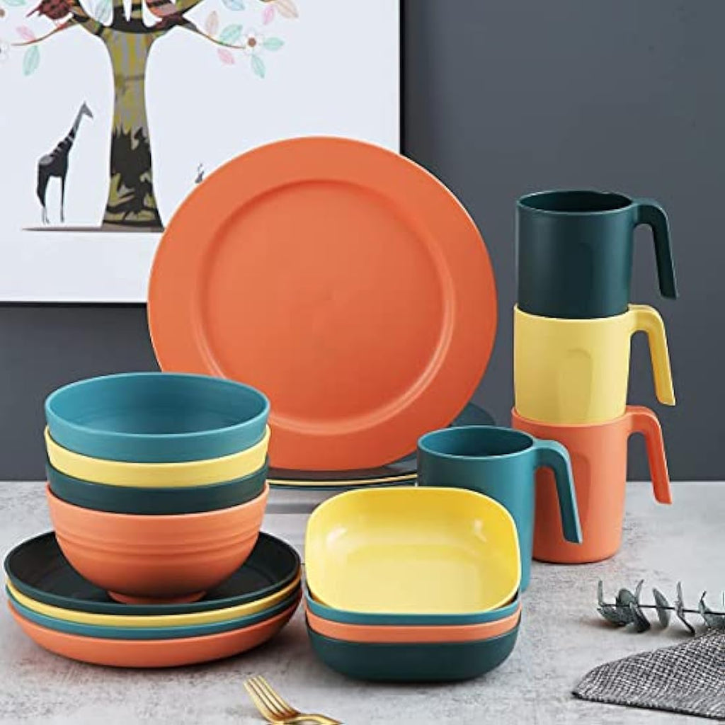 Kyraton 20-Piece Plastic Dinnerware Set | Unbreakable Camping Dishes for 4