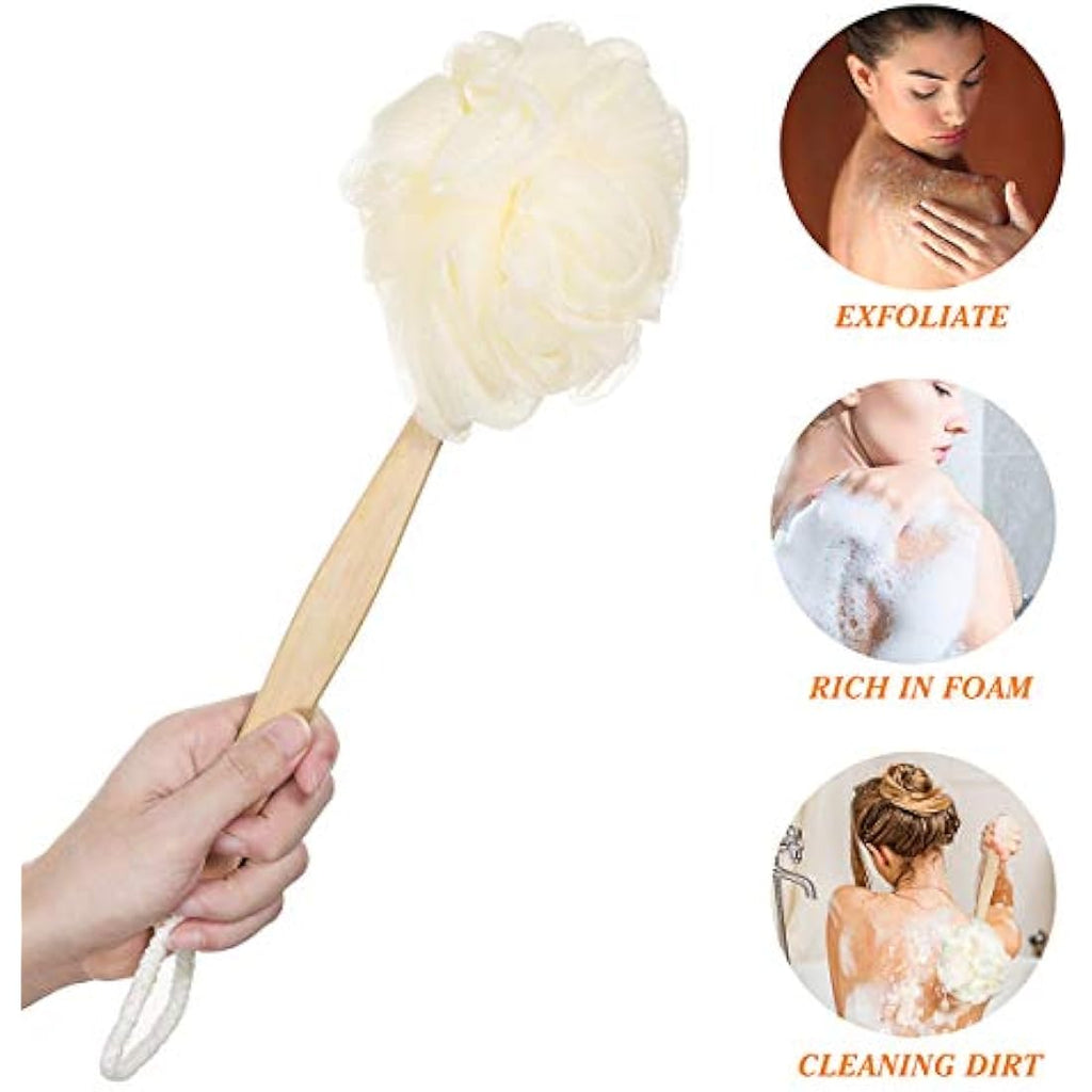 Healifty Back Scrubber – Long Handle Natural Loofah Shower Brush for Body