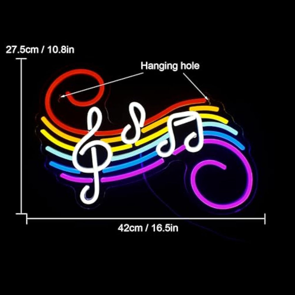 Jolof Store Musical Note Neon Sign – LED Wall Decor for Music Studio