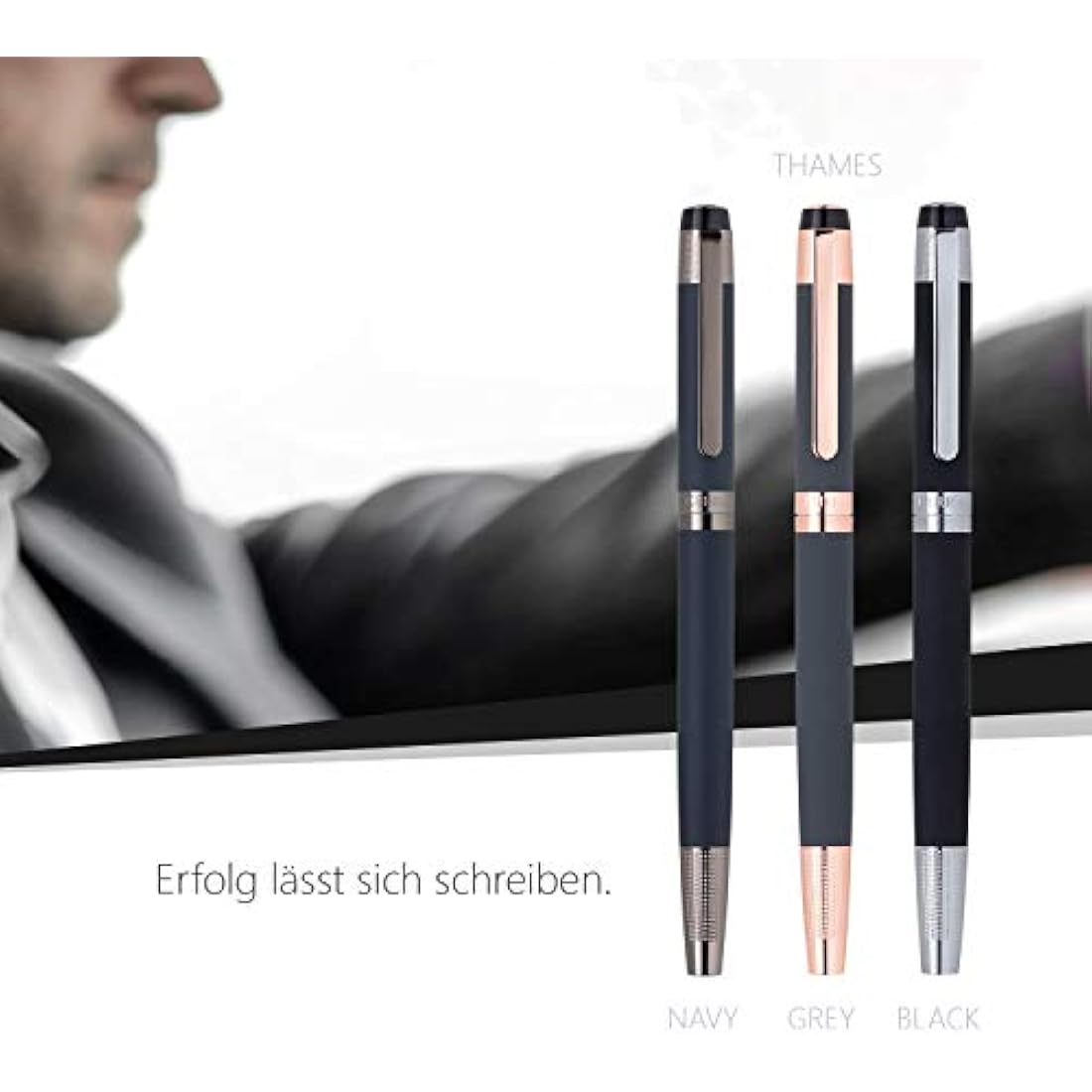 Cerruti 1881 Thames Rollerball Pen – Blue Lacquer & Stainless Steel