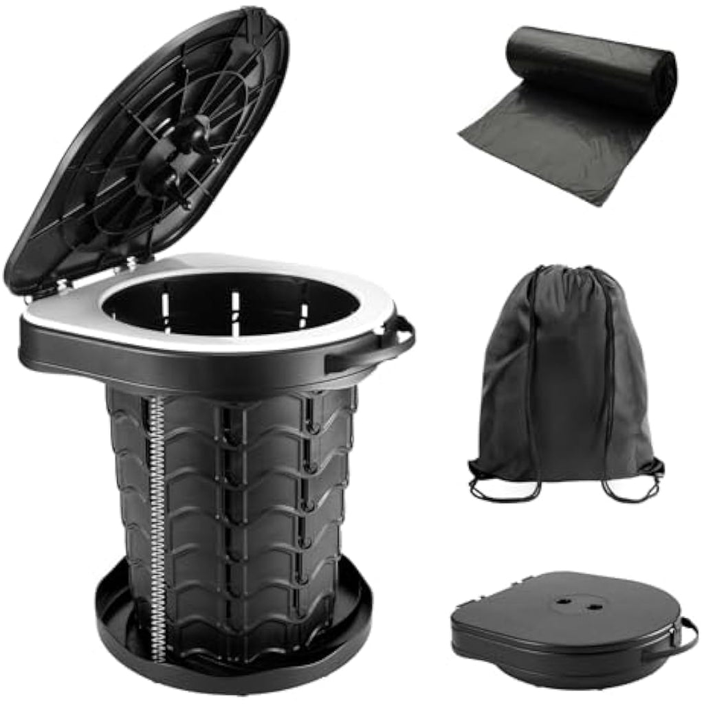 imodomio Portable Camping Toilet - Folding ABS Potty with Lid & Storage Bag