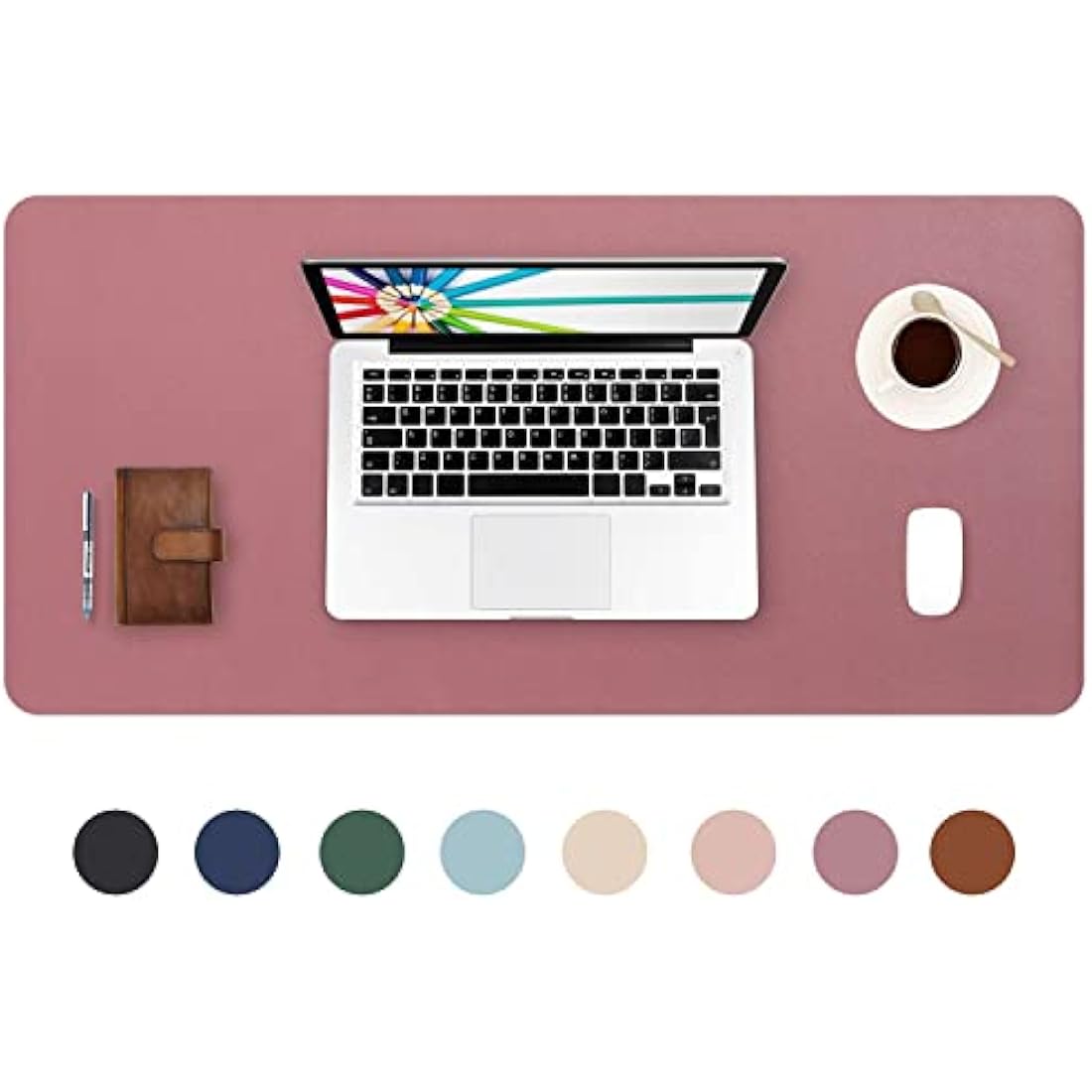 DOBAOJIA PU Leather Desk Pad - Waterproof Mouse Mat, Dark Pink, 27.5x13.8"