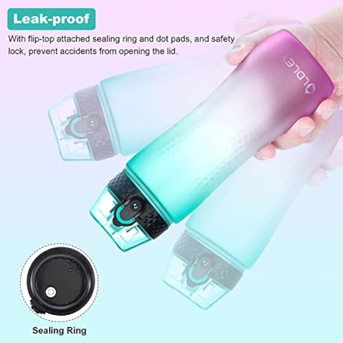 Oldley 750ml Tritan Water Bottle with Straw | Leakproof Time Markings
