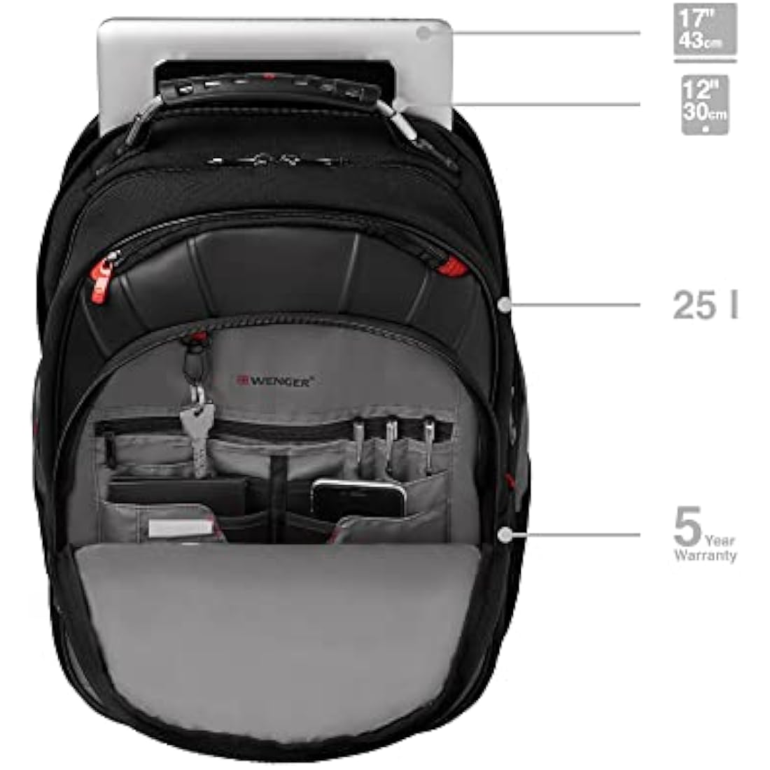 Wenger Pegasus 17-Inch Laptop Backpack | 25L Grey Business Bag