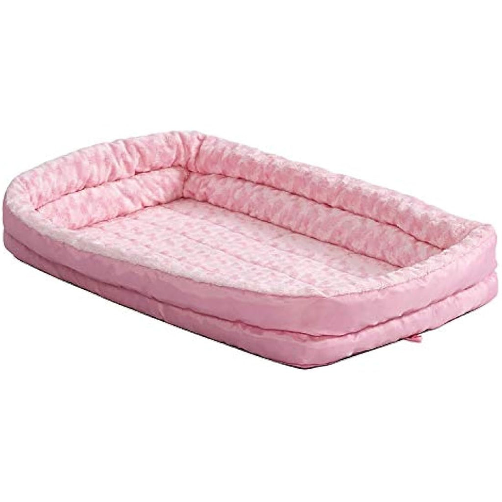 MidWest Homes Fleece Bolster Dog Bed – 18-Inch Pink Crate Mat for Toy Breeds