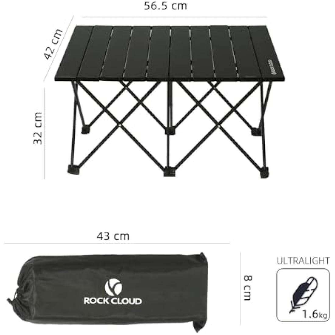 Rock Cloud Ultralight Aluminum Camping Table | Portable Folding Beach Table