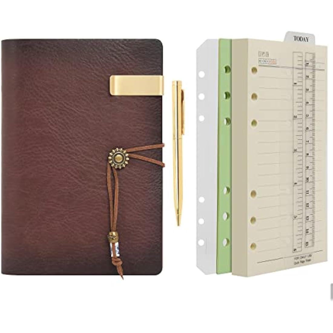 Jolof Store A6 Leather Refillable 6 Ring Binder Notebook – Coffee