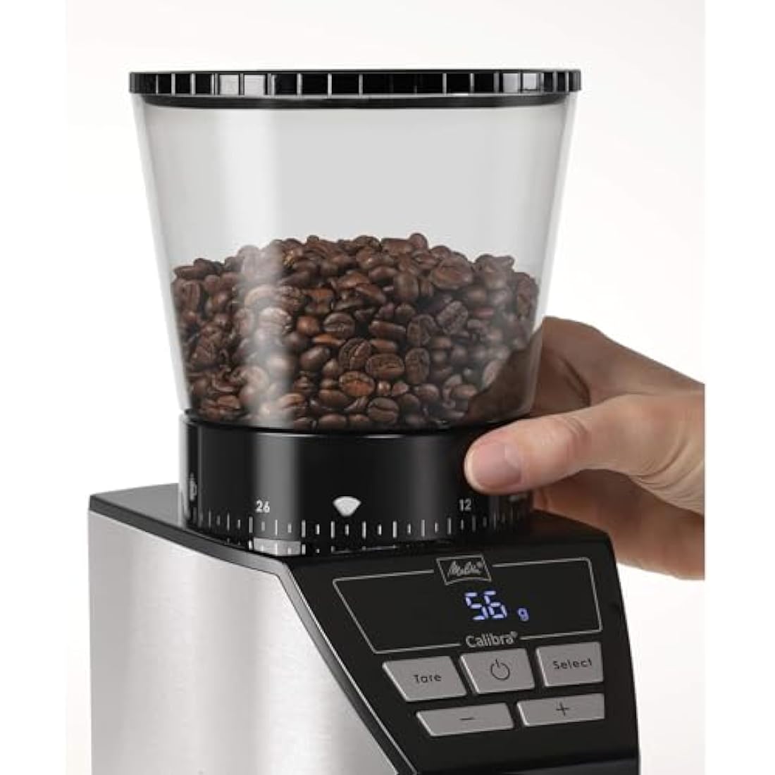 Melitta Calibra Coffee Grinder with Digital Scale – Stainless Steel