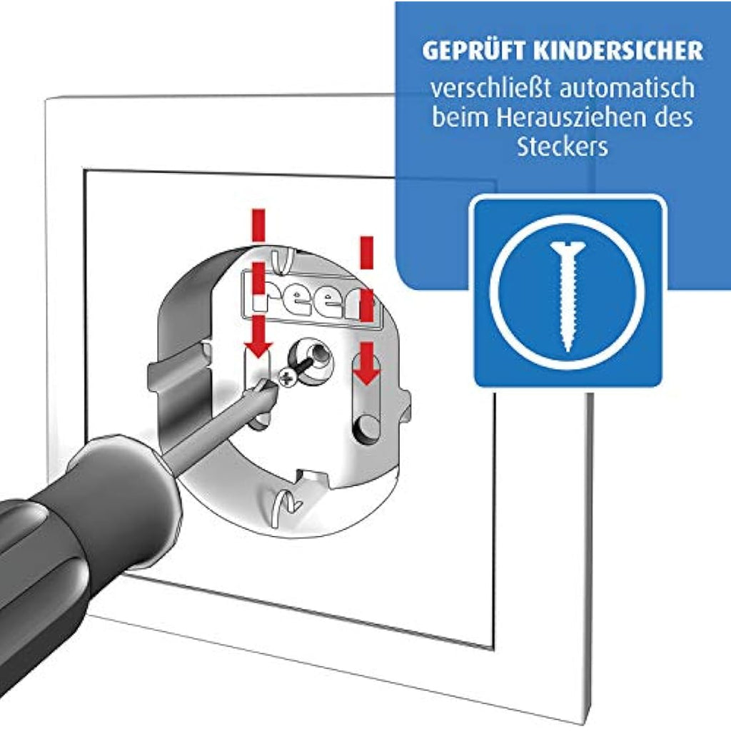 Reer Socket Protection Screw-On – White Child Safety Guard, 20 Pack