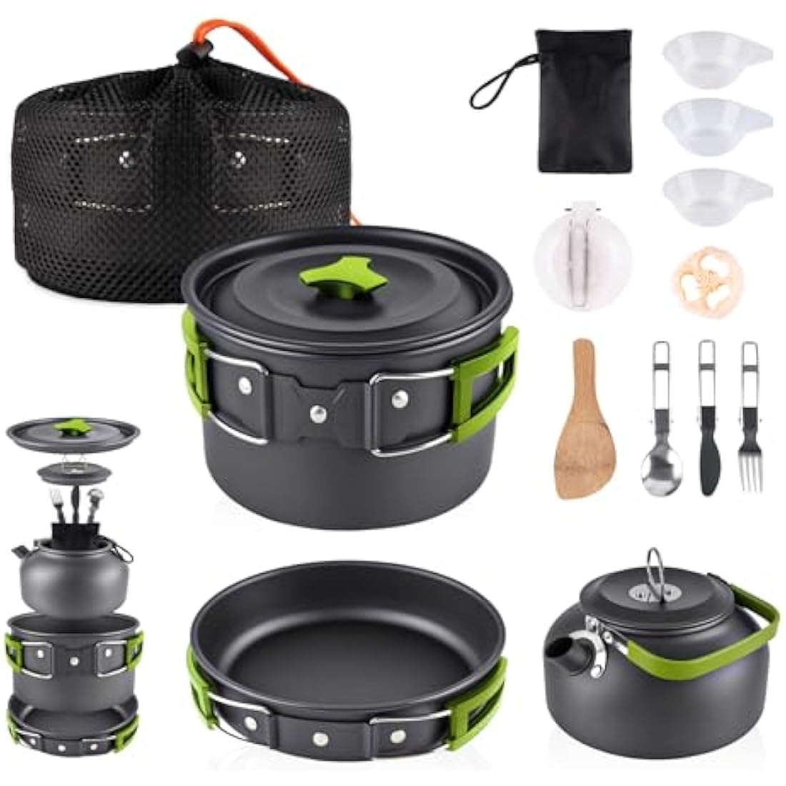 aiGear 15-Piece Camping Cookware Set | Lightweight Aluminum Mess Kit
