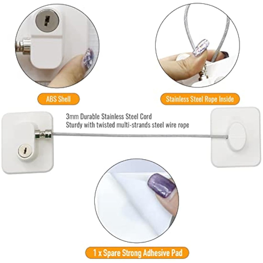 2-Pack Adhesive Window Safety Locks | Childproof Fridge Locks