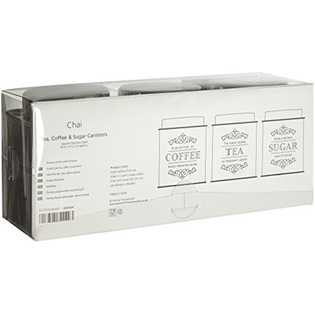 Jolof Store Stainless Steel Coffee Tea Sugar Canister Set – Grey