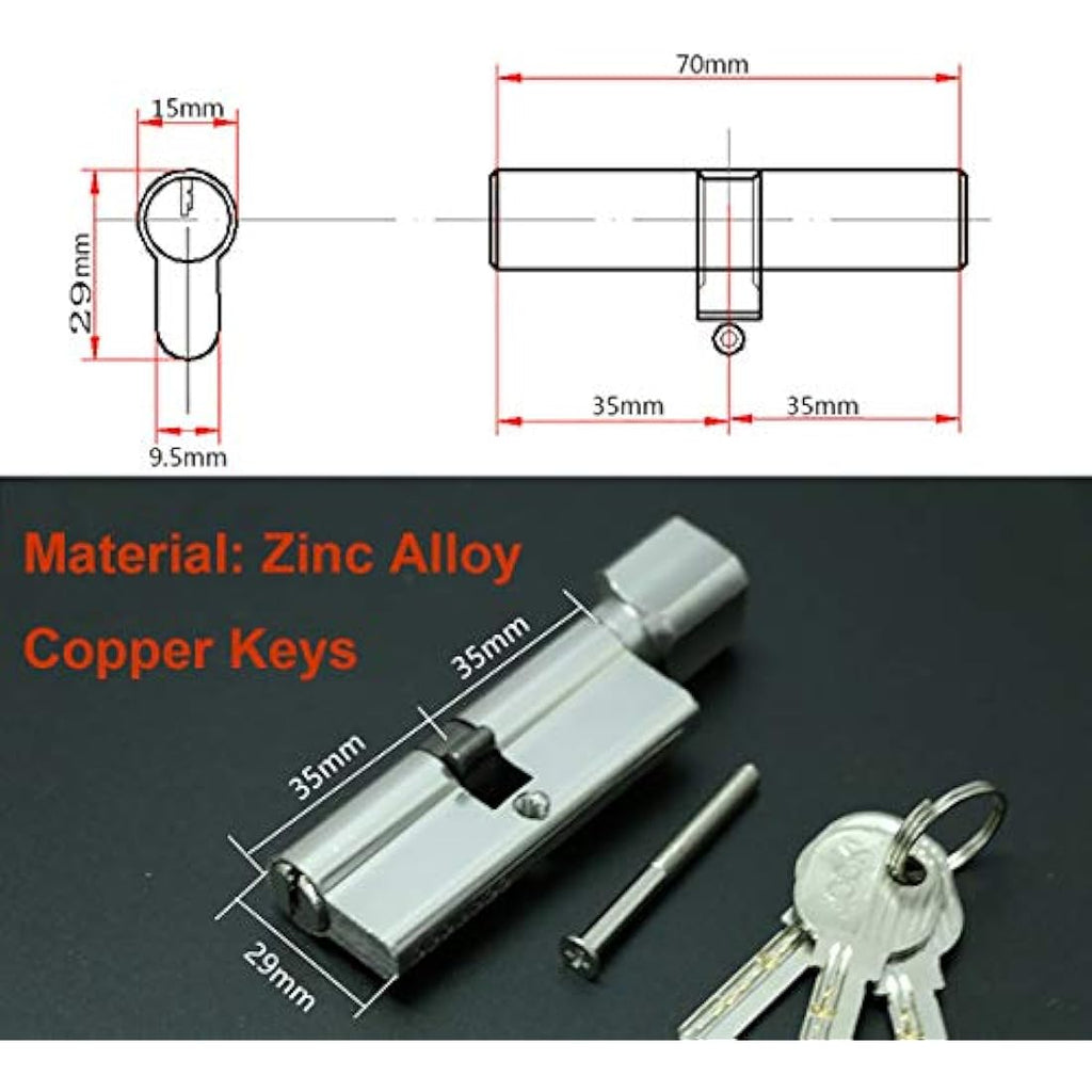 Qrity Zinc Alloy Door Handle Lever Lock Set with 3 Copper Keys